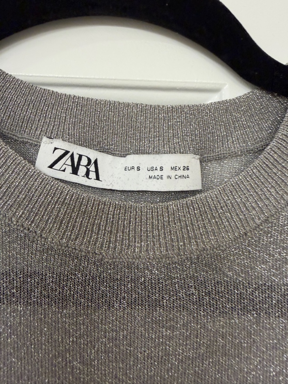 ZARA Silver Metallic Crewneck Sweater